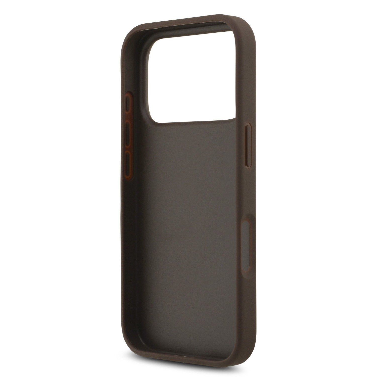 Zadní kryt Guess PU 4G Metal Logo Strap pro Apple iPhone 18 Pro, hnědá