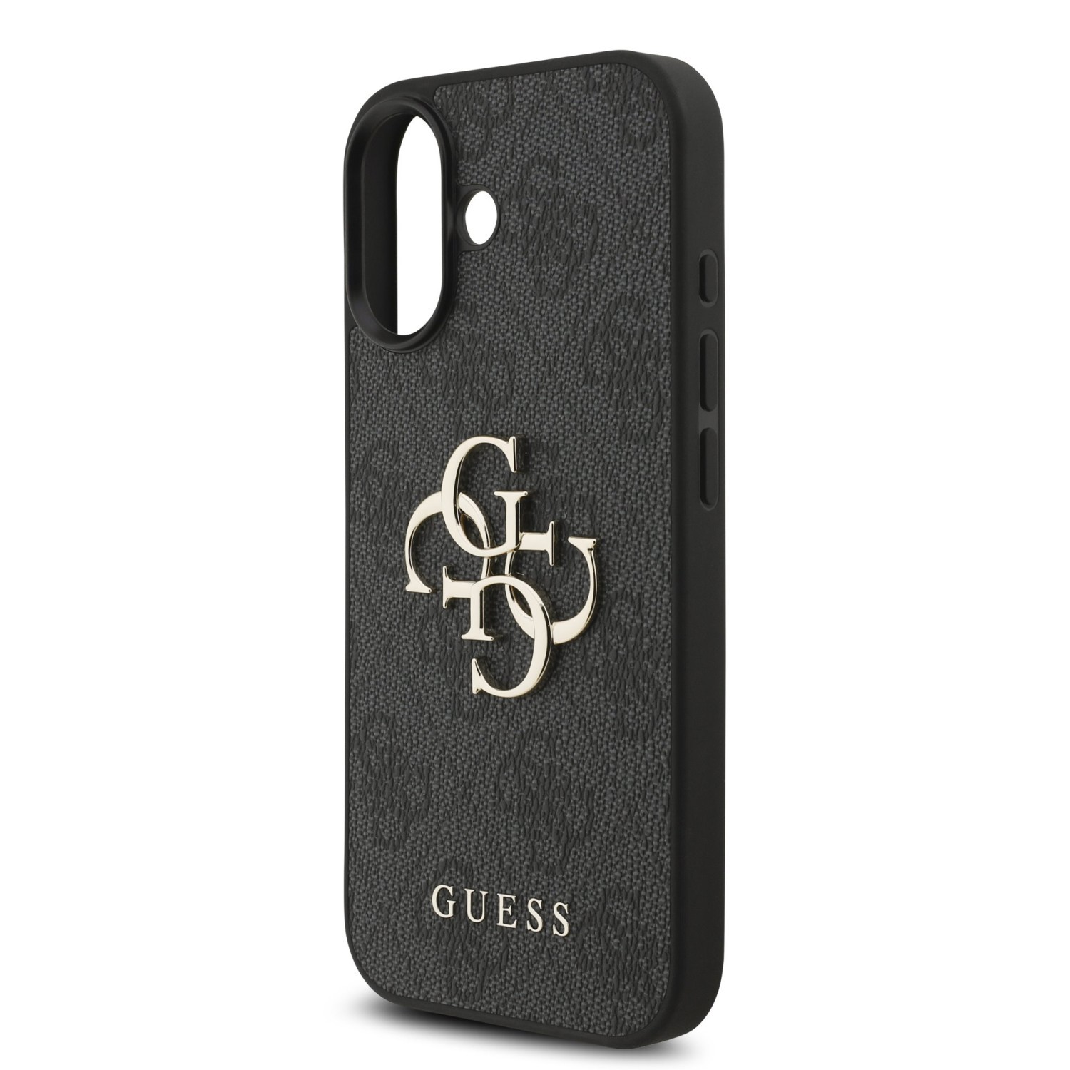 Zadní kryt Guess PU 4G Metal Logo Strap pro Apple iPhone 18 Pro Max, černá