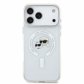 Zadní kryt Karl Lagerfeld IML K&CH Heads Metal Frame MagSafe pro Apple iPhone 18 Pro Max, bílá
