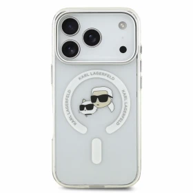 Zadní kryt Karl Lagerfeld IML K&CH Heads Metal Frame MagSafe pro Apple iPhone 18 Pro, bílá