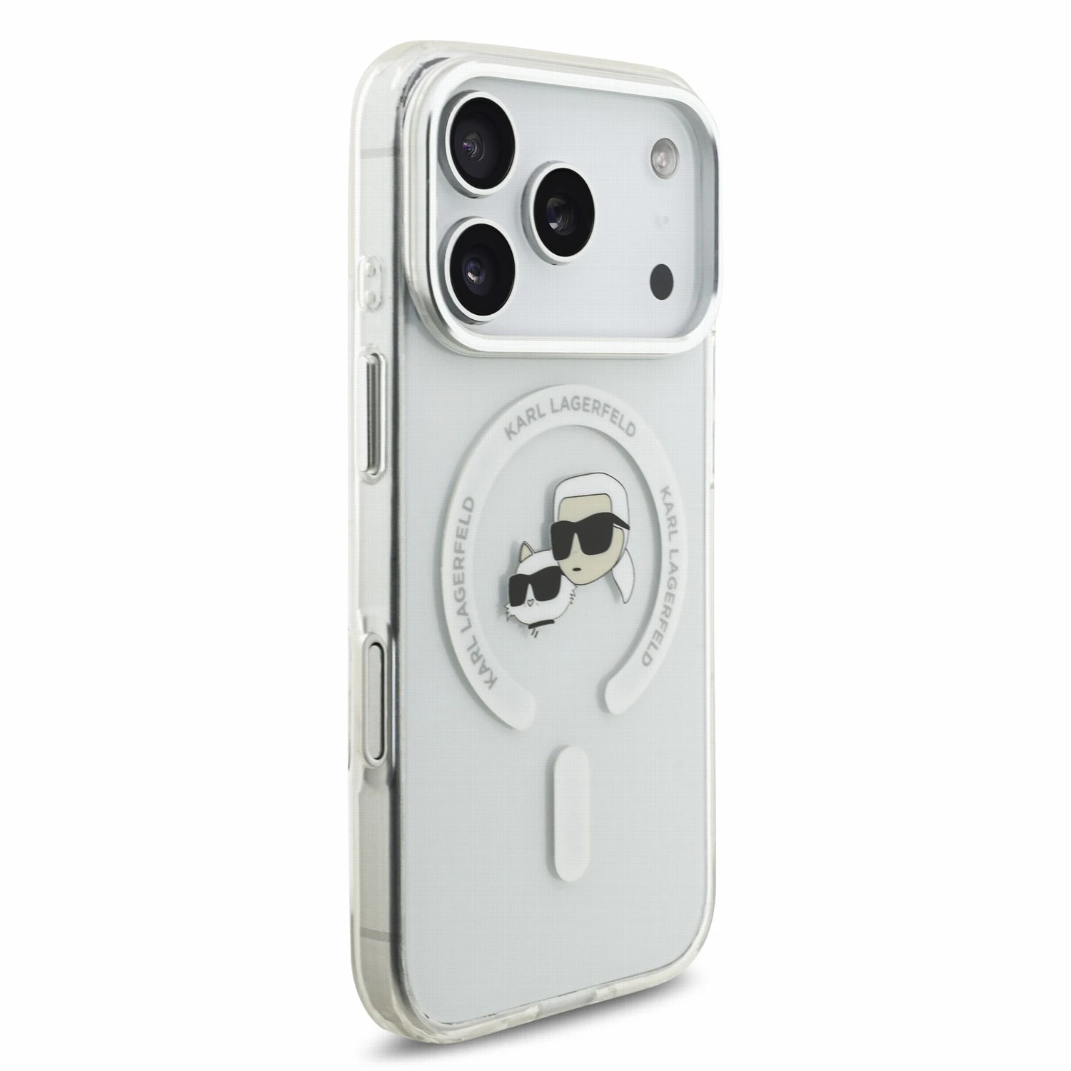 Karl Lagerfeld IML K&CH Heads Metal Frame MagSafe Zadní Kryt pro iPhone 18 Pro White