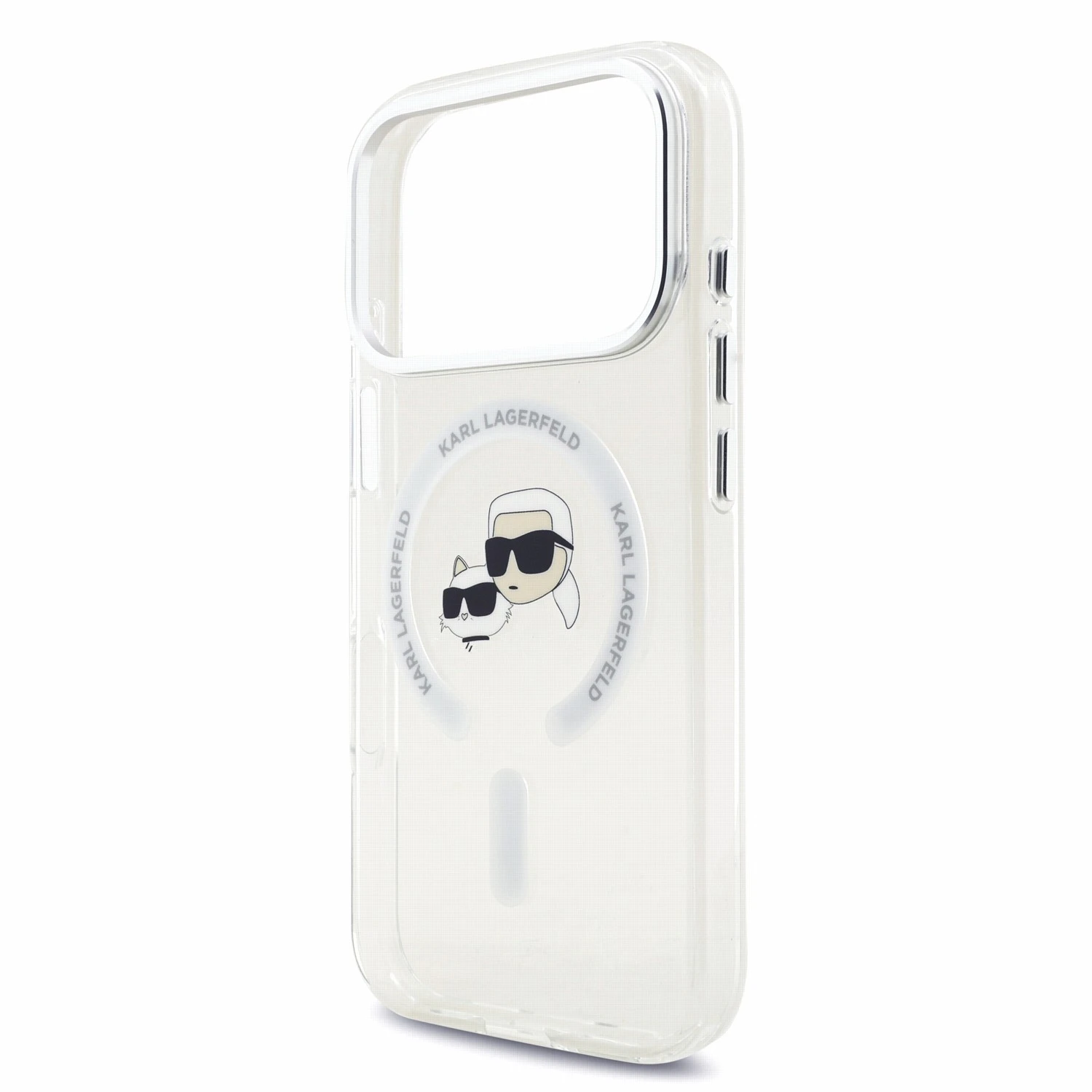 Karl Lagerfeld IML K&CH Heads Metal Frame MagSafe Zadní Kryt pro iPhone 18 Pro White