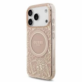 Guess IML Flowers Allover Strap MagSafe Zadní Kryt pro iPhone 18 Pro Pink