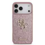 Guess PU Fixed Glitter 4G Metal Logo Zadní Kryt pro iPhone 18 Pro Max Pink