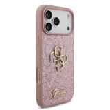 Guess PU Fixed Glitter 4G Metal Logo Zadní Kryt pro iPhone 18 Pro Max Pink