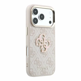 Zadní kryt Guess PU 4G Resin Metal Logo pro Apple iPhone 18 Pro Max, růžová