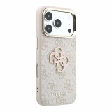 Guess PU 4G Resin Metal Logo Zadní Kryt pro iPhone 18 Pro Pink
