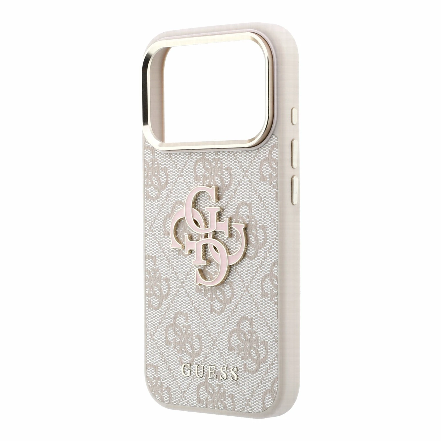 Guess PU 4G Resin Metal Logo Zadní Kryt pro iPhone 18 Pro Pink