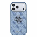 Guess PU 4G Resin Metal Logo Zadní Kryt pro iPhone 18 Pro Max Blue