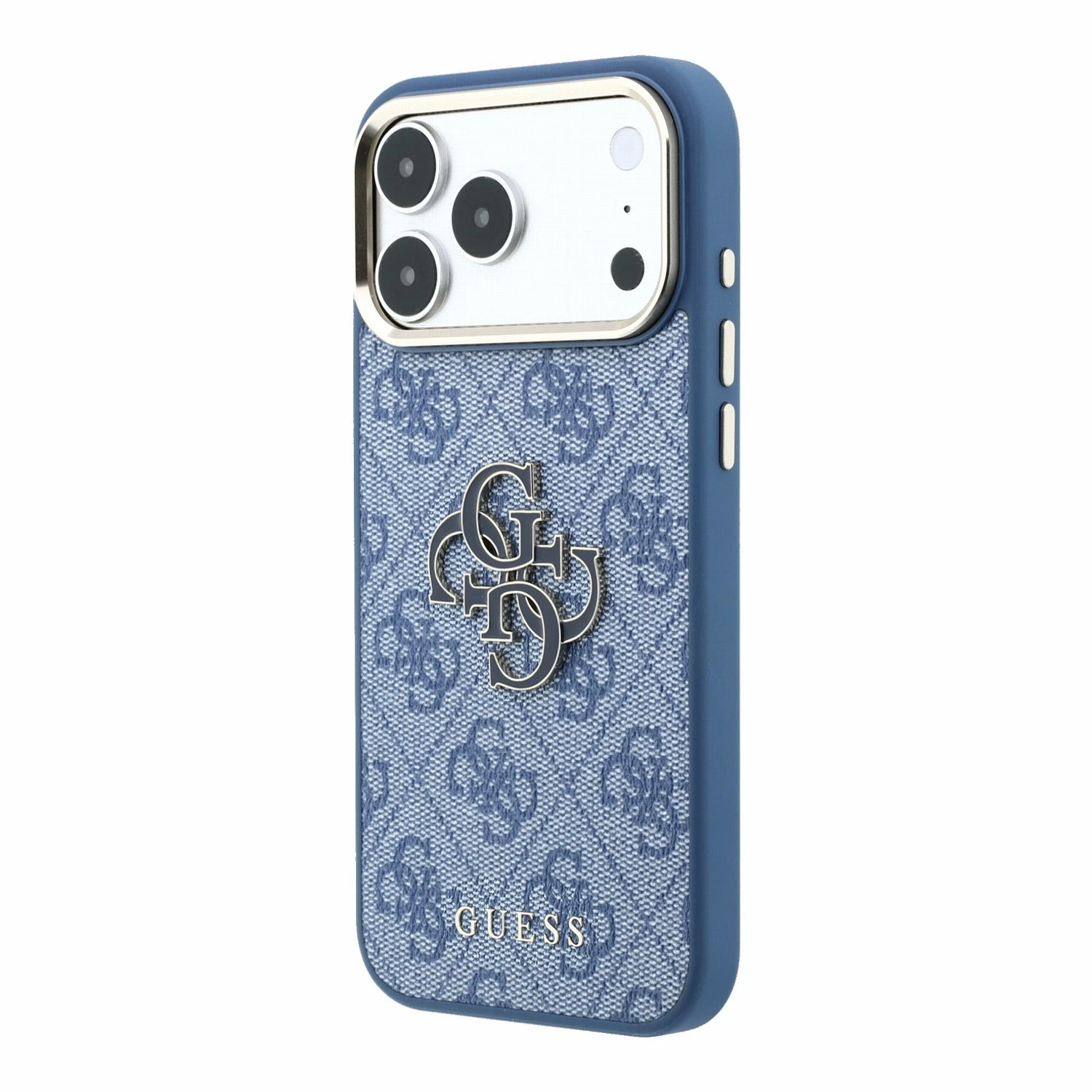 Guess PU 4G Resin Metal Logo Zadní Kryt pro iPhone 18 Pro Max Blue