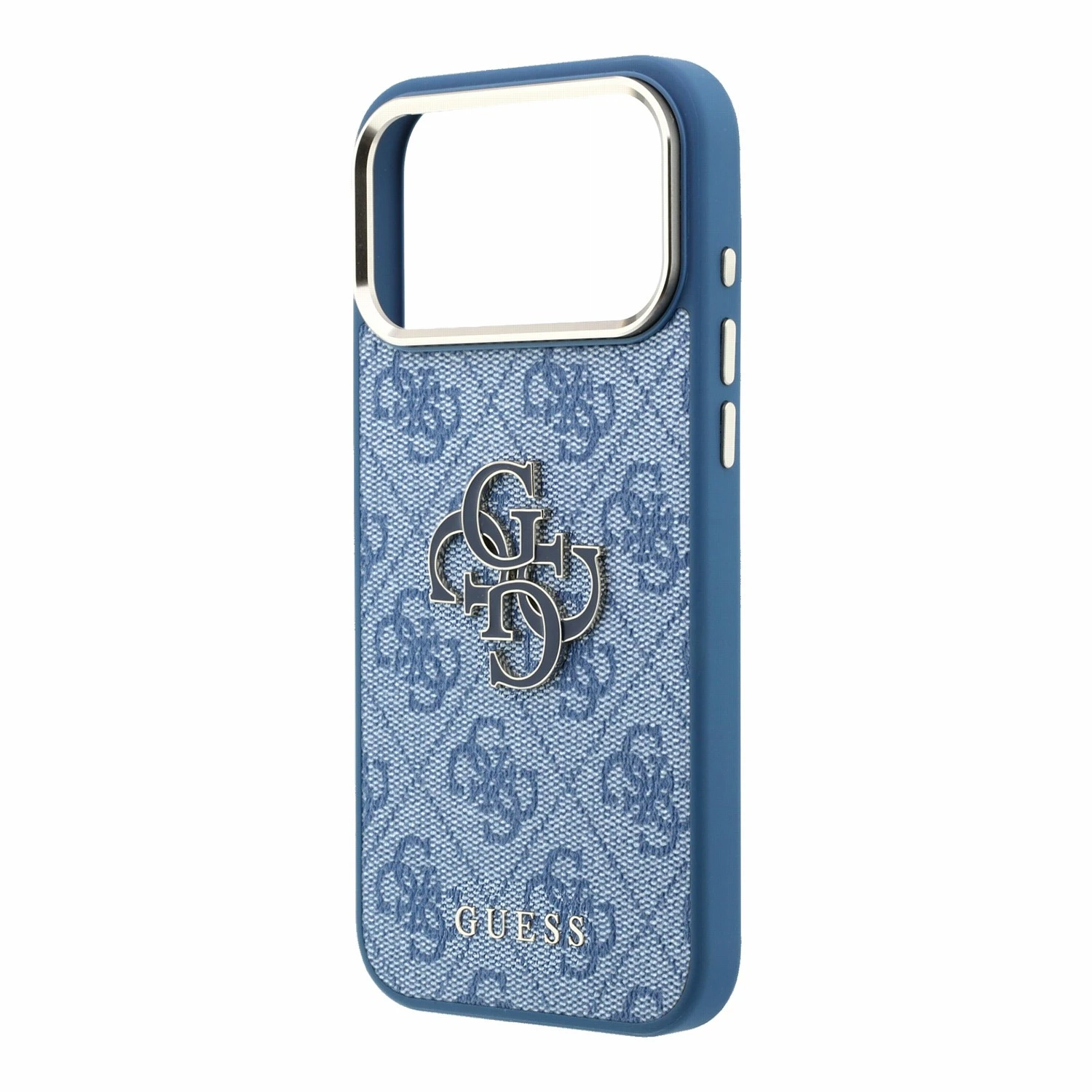 Guess PU 4G Resin Metal Logo Zadní Kryt pro iPhone 18 Pro Max Blue