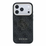 Guess PU 4G Resin Metal Logo Zadní Kryt pro iPhone 18 Pro Max Black