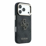 Guess PU 4G Resin Metal Logo Zadní Kryt pro iPhone 18 Pro Max Black