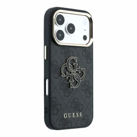 Zadní kryt Guess PU 4G Resin Metal Logo pro Apple iPhone 18 Pro Max, černá