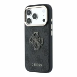 Guess PU 4G Resin Metal Logo Zadní Kryt pro iPhone 18 Pro Black