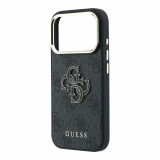 Guess PU 4G Resin Metal Logo Zadní Kryt pro iPhone 18 Pro Black