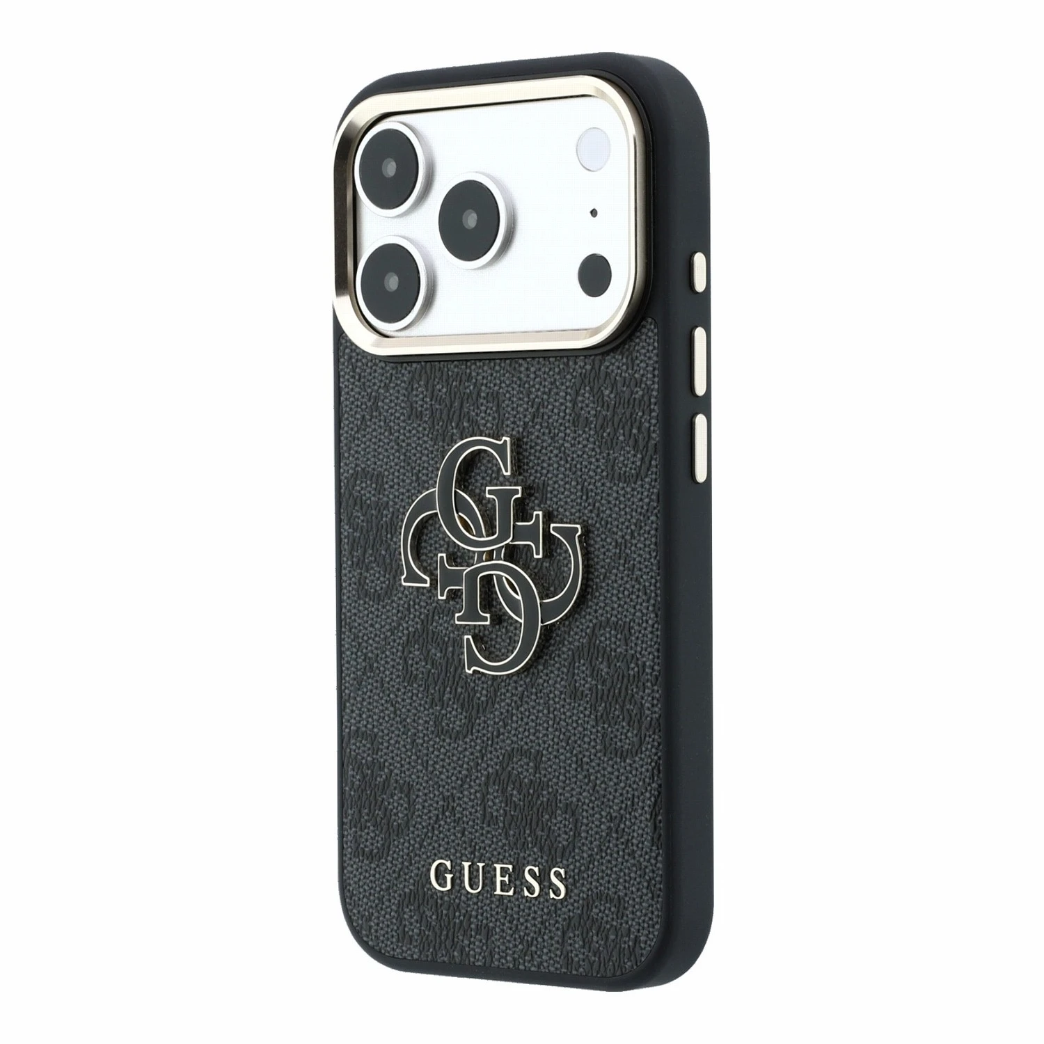 Guess PU 4G Resin Metal Logo Zadní Kryt pro iPhone 18 Pro Black