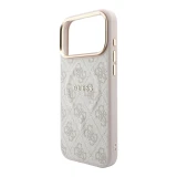 Guess PU Leather 4G Gold Frame Embossed MagSafe Zadní Kryt pro iPhone 18 Pro Pink