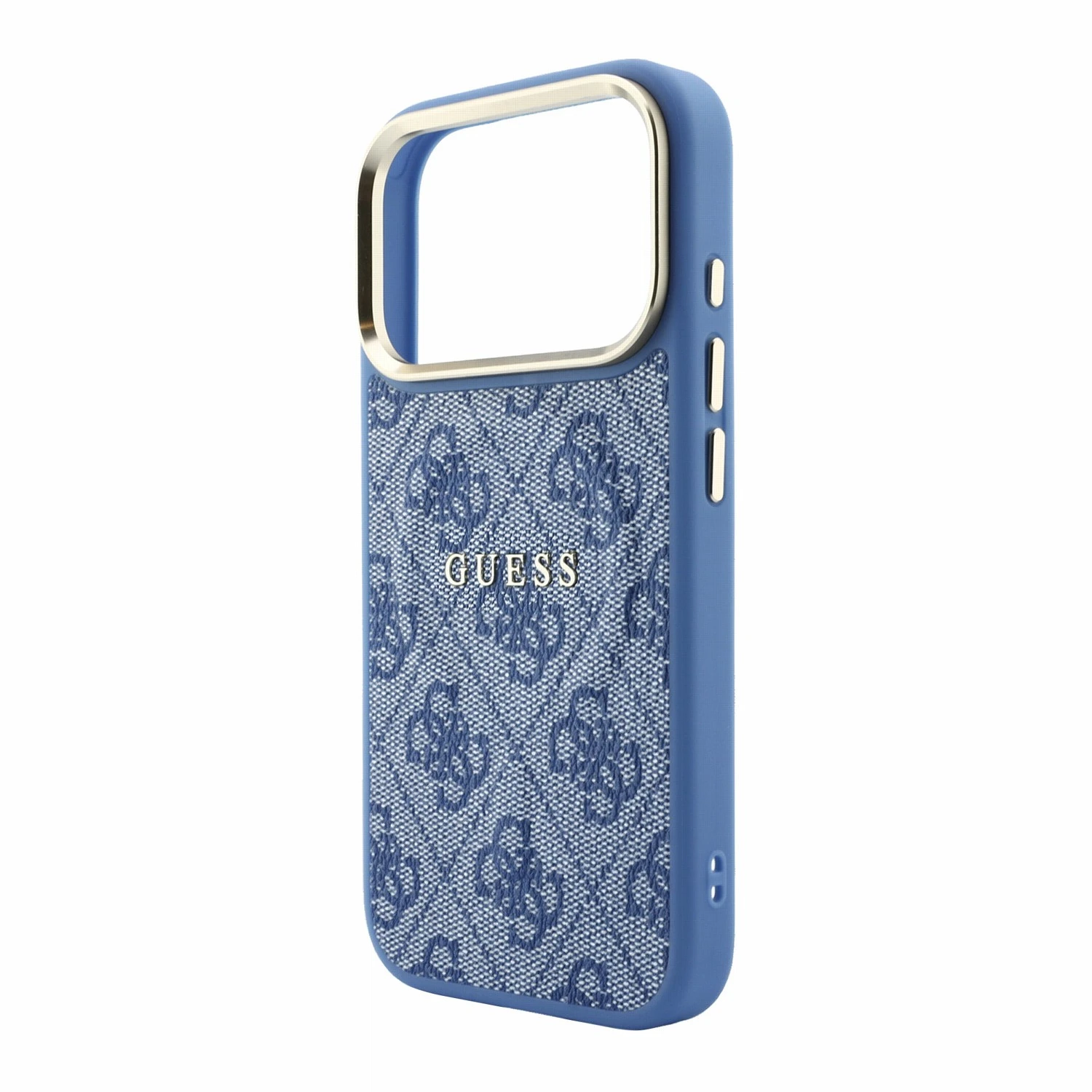 Guess PU Leather 4G Gold Frame Embossed MagSafe Zadní Kryt pro iPhone 18 Pro Max Blue