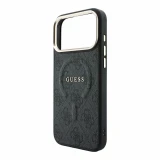 Guess PU Leather 4G Gold Frame Embossed MagSafe Zadní Kryt pro iPhone 18 Pro Max Black