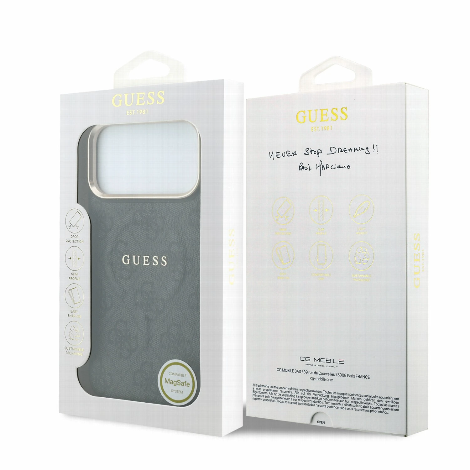 Guess PU Leather 4G Gold Frame Embossed MagSafe Zadní Kryt pro iPhone 18 Pro Max Black