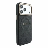 Guess PU Leather 4G Gold Frame Embossed MagSafe Zadní Kryt pro iPhone 18 Pro Black