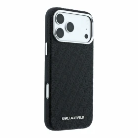 Zadní kryt Karl Lagerfeld PU Grained Allover Semi Wrap Magsafe pro Apple iPhone 18 Pro Max, černá