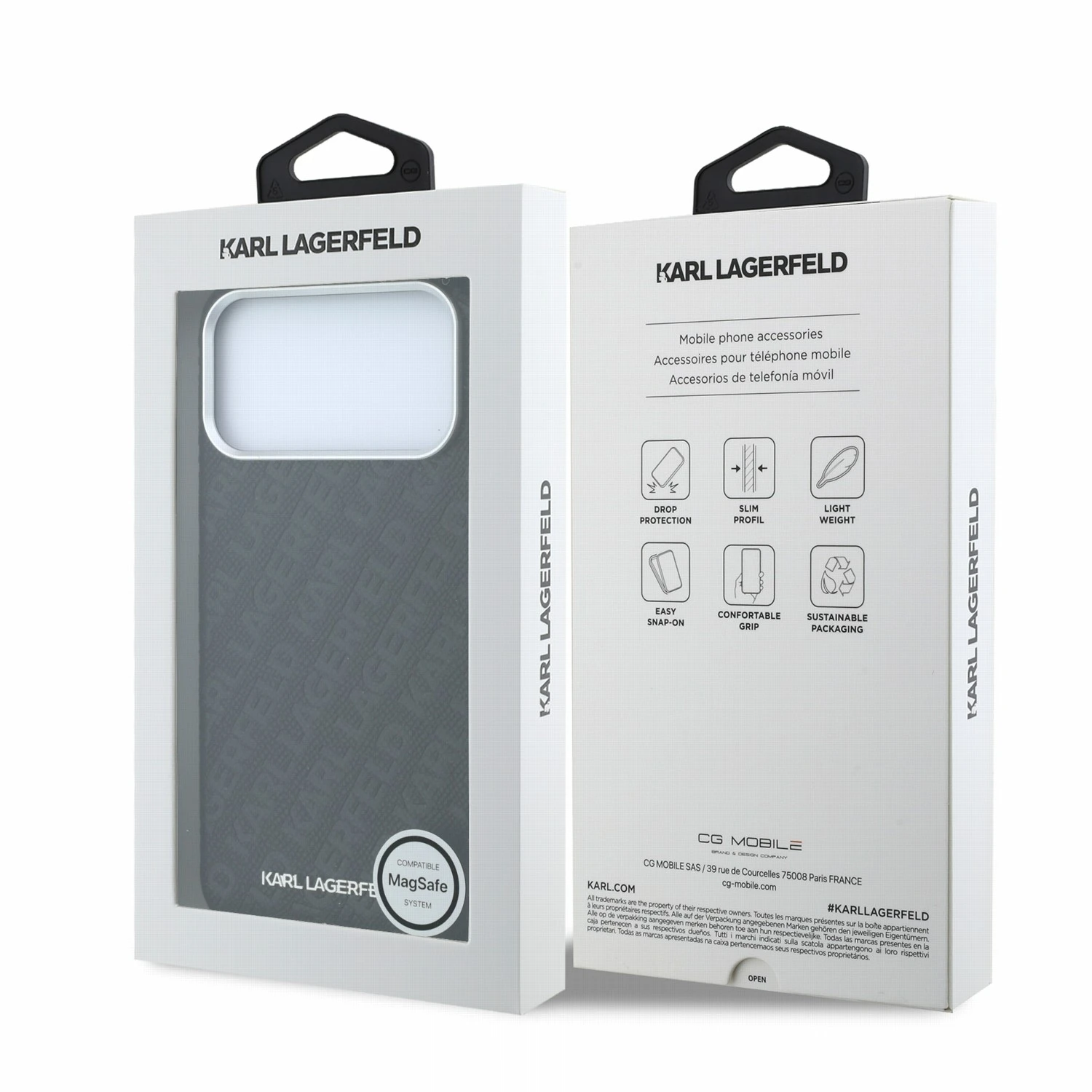 Karl Lagerfeld PU Grained Allover Semi Wrap Magsafe Zadní Kryt pro iPhone 18 Pro Black