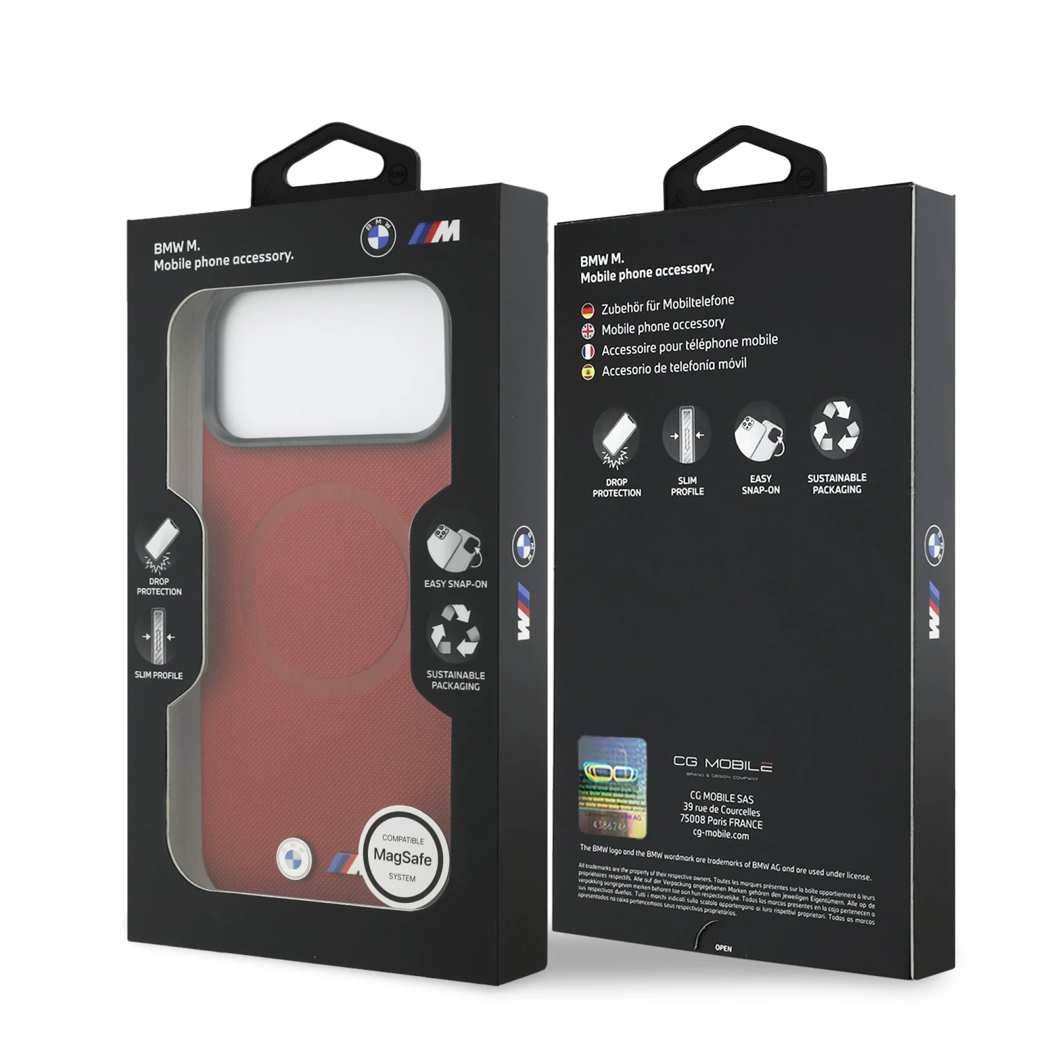 BMW M FW Metal Logo MagSafe Zadní Kryt pro iPhone 17 Pro Max Red