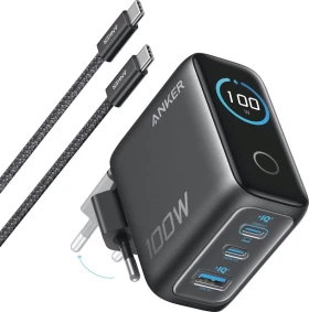 Nabíječka do sítě Anker 100W, 2xUSB-C, 1xUSB, šedá