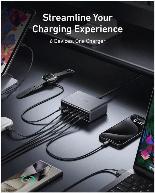 Nabíječka do sítě Anker Prime 200W 4xUSB-C, 2xUSB, černá