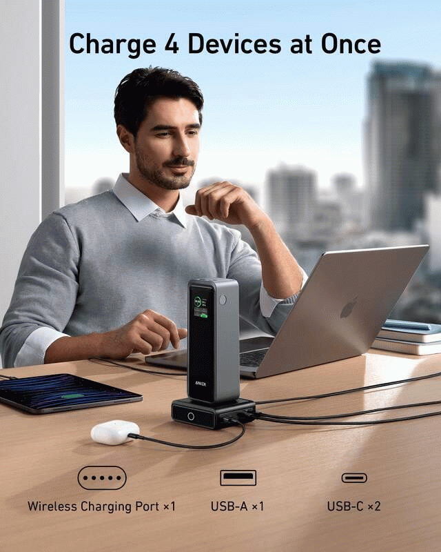 Nabíječka do sítě Anker 100W 2xUSB-C, 1xUSB, 1xkonektor pro Prime powerbanku, černá