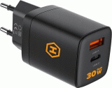 Nabíječka do sítě Hammer RapidCharge Duo 30W, 1xUSB, 1xUSB-C, černá