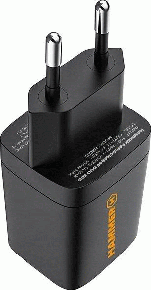 Nabíječka do sítě Hammer RapidCharge Duo 30W, 1xUSB, 1xUSB-C, černá