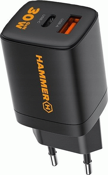 Nabíječka do sítě Hammer RapidCharge Duo 30W, 1xUSB, 1xUSB-C, černá