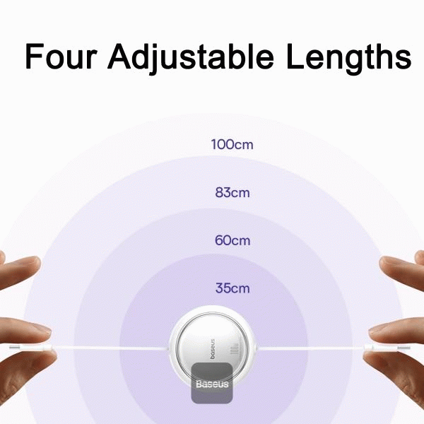 Navíjecí kabel Baseus Free2Draw USB-C/USB-C 1m 100W, bílá