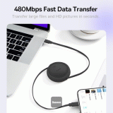 Navíjecí kabel Baseus Free2Draw USB-C/USB-C 1m 100W, černá