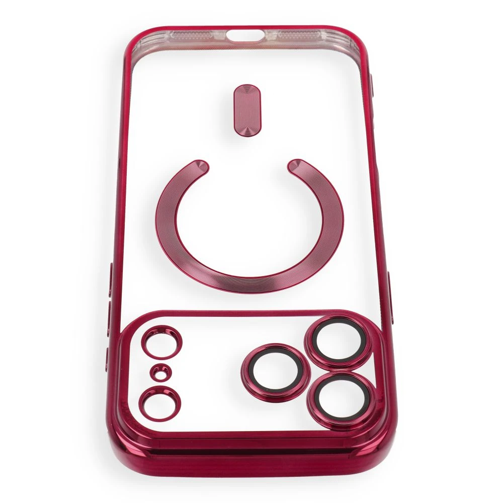 Case for iPhone 17 Pro / 18 Pro Electro Mag Cover compatible with MagSafe dark cherry