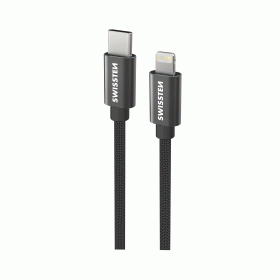 DATOVÝ KABEL SWISSTEN TEXTILE USB-C / LIGHTNING 0,5 M, ČERNÁ
