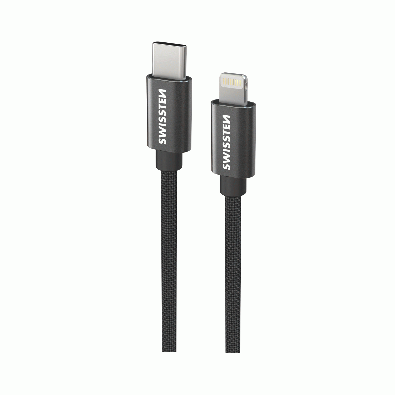 DATOVÝ KABEL SWISSTEN TEXTILE USB-C / LIGHTNING 0,5 M, ČERNÁ
