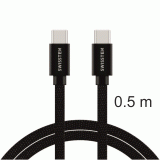 DATOVÝ KABEL SWISSTEN TEXTILE USB-C / USB-C 0,5 M, ČERNÁ