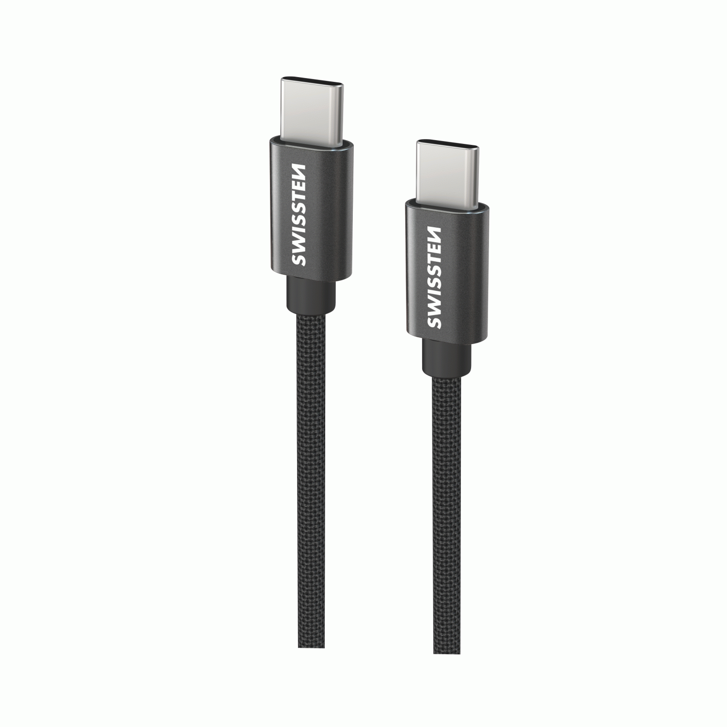 DATOVÝ KABEL SWISSTEN TEXTILE USB-C / USB-C 0,5 M, ČERNÁ