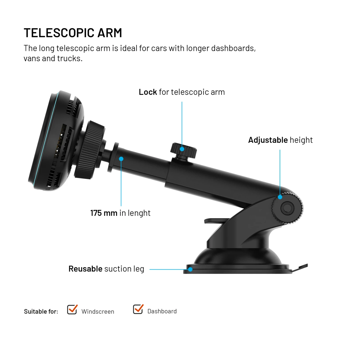 Držák s bezdrátovým nabíjením a aktivním chlazením FIXED MagCool2 XL s podporou uchycení MagSafe, 25W, Qi2.2, černá