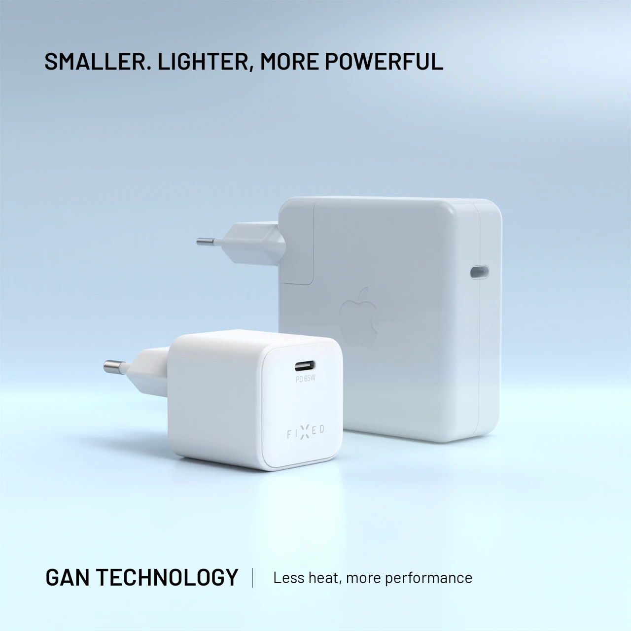 Síťová GaN nabíječka FIXED Mini s USB-C výstupem a podporou PD, 65W, bílá
