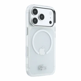 Zadní kryt Lacoste IML Frosted Petit Pique Metal Logo MagSafe pro Apple iPhone 18 Pro Max, transparentní