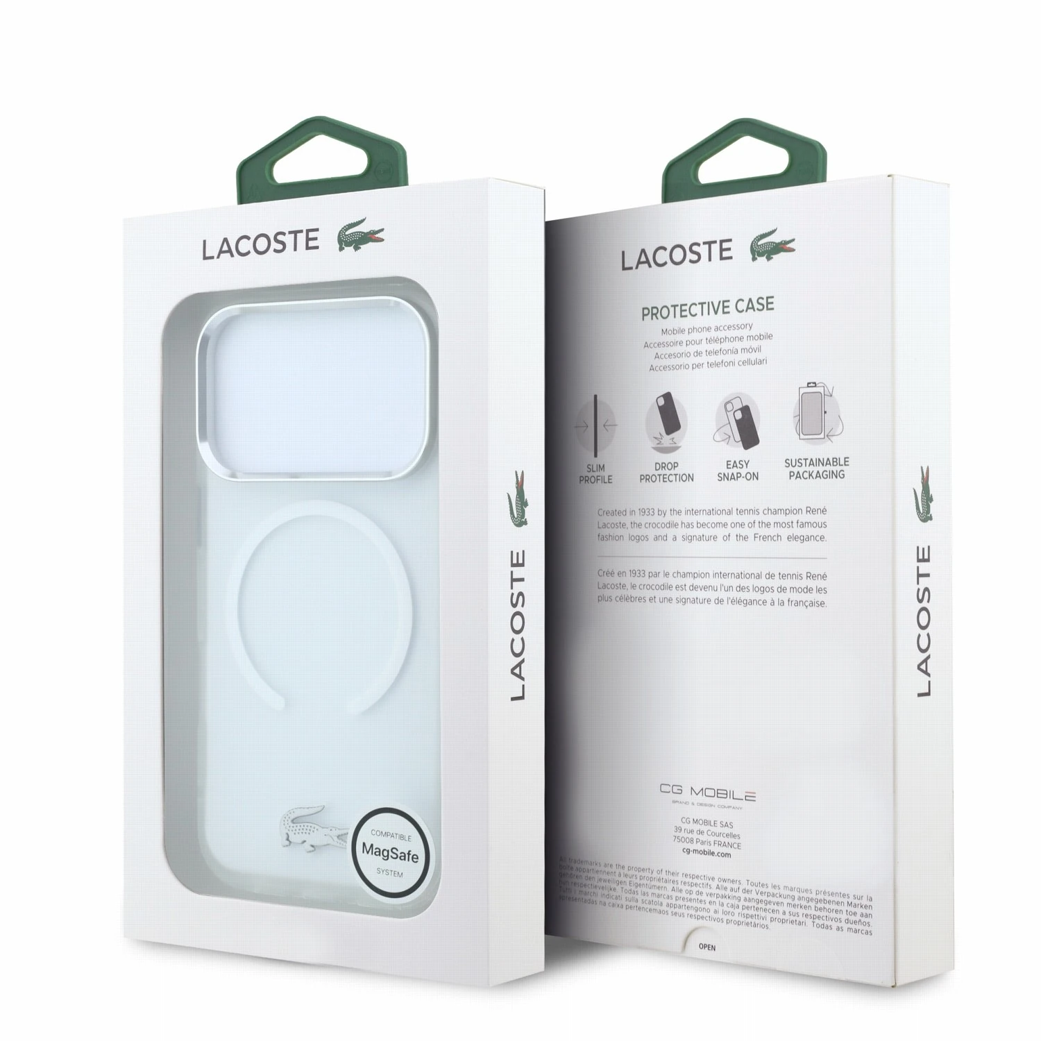 Lacoste IML Frosted Petit Pique Metal Logo MagSafe Zadní Kryt pro iPhone 18 Pro Max Transparent