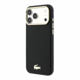 Lacoste PU Leather Champs Elysees Gold Logo MagSafe Zadní Kryt pro iPhone 18 Pro Max Black