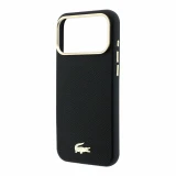 Lacoste PU Leather Champs Elysees Gold Logo MagSafe Zadní Kryt pro iPhone 18 Pro Max Black