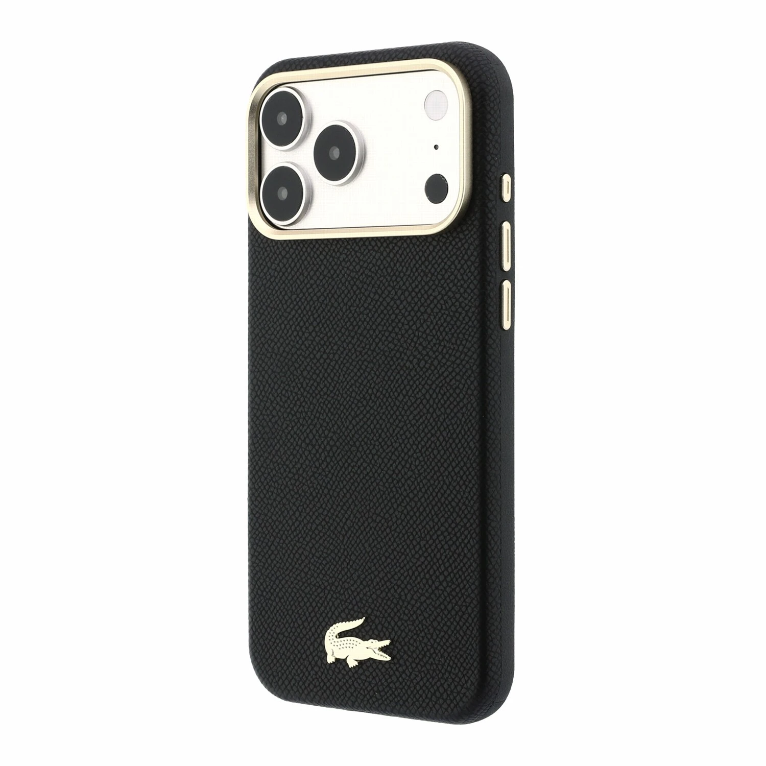 Lacoste PU Leather Champs Elysees Gold Logo MagSafe Zadní Kryt pro iPhone 18 Pro Max Black