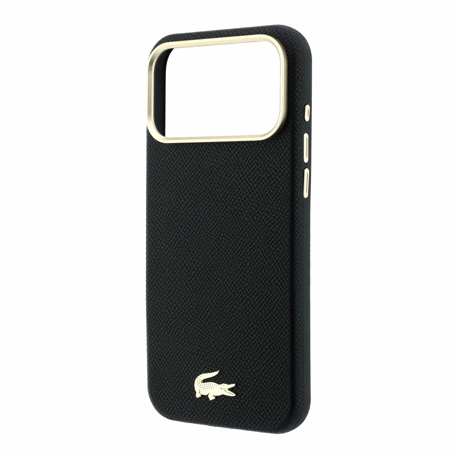 Lacoste PU Leather Champs Elysees Gold Logo MagSafe Zadní Kryt pro iPhone 18 Pro Max Black